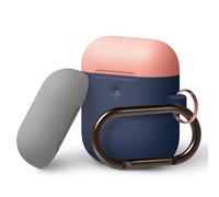 Elago Duo Hang Wireless Charging Case for AirPods 2 / AirPods 1 Body-Jean Indigo / Top-Peach and Grey