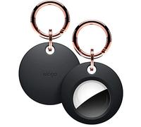 elago Etui de Protection Porte-clés pour AirTag - Protection Bomplète, Porte-clés Inclus, Design Fin et Simple, Silicone de Qualité Alimentaire de Qualité Supérieure, sans Rayures (Noir)