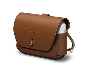 elago Etui en Cuir Compatible avec Apple AirPods Pro 2, Compatible avec Apple AirPods Pro 2- Étui Housse en Vrai Cuir [Ajustement Testé] (Marron)