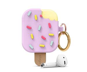 elago Étui Glace avec Mousqueton Compatible avec Apple AirPods, Coque Jolie et Mignonne, 3D Design Case Cover (Myrtille)