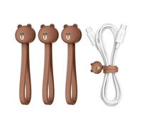 elago | LINE Friends Attaches de Câble Magnétique, Organiseur de Câbles en Silicone Premium, Attache-câble Magnétique Réutilisable [Marchandise Officielle] (Brown)