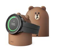 elago | Line Friends Support de Chargeur Compatible avec Samsung Galaxy Watch 8/8 Classic, 7/Ultra, 6/6 Classic, 5/5 Pro [40/43/44/45/47mm], Mode Nuit, Gestion des Câbles [Câble Non Inclus] (Brown)