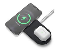 elago MS Station de Charge Duo Compatible avec MagSafe, Station d’Accueil sans Fil 2 en 1 Compatible avec iPhone 17/16/15/14/13/12 Series, Toutes Séries AirPods [Chargeur Non Inclus] (Noir)