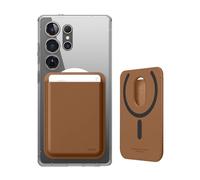 elago Portefeuille Magnétique pour Samsung Galaxy S26, S26 Ultra, S26 Plus, S25 Edge, Z Fold 7 & Série S25 - Cuir Végétalien, Compatible avec MagSafe - 2 Cartes, Étui Porte-Cartes Sécurisé (Marron)