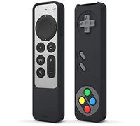 elago R4 Étui Rétro Compatible avec Apple TV 4K Siri Remote 3e Génération (2022) et 2e Génération (2021) - Conception Classique [Non Fonctionnel], Lanière Incluse, Protection Contre Chutes (Noir)