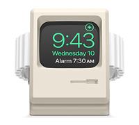 elago Support Chargeur W3 Compatible avec Apple Watch Ultra2/Ultra, Séries 10/9/8/7/6/5/4/3/2/1/SE [49/46/45/44/42/41/40/38mm]- Conception de Moniteur Classique, Mode Table de Nuit (Blanc Classique)