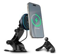 elago Support Magnétique Chargeur de Voiture Compatible avec MagSafe, Compatible avec iPhone 16, 15, 14, 13, 12 Séries et Tous Téléphones à Chargement sans Fil-Anneau Magnétique Inclus (Gris Fónce)