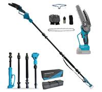Élagueur sur batterie et scie à élaguer avec chaîne compatible Makita 18V, scie à élaguer 2 en 1 sans balais de 6 pouces avec manche télescopique et élagueur électrique télescopique sur batterie