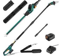 Élagueur sur Perche et Taille Haie Télescopique sans Fil, Batterie Li-ION 20 V 4 Ah/Chargeur, Poignée Principale Orientable