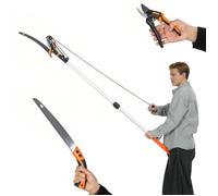 Élagueur télescopique - Outsunny - 2 en 1 scie et sécateur - manche extensible - aluminium - 2-3m - argent