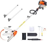VEVOR Élagueuse Thermique sur Perche 2 Temps 43 cc Rotative Guide-chaîne 25,4 cm