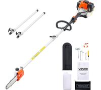 Elagueuse à essence VEVOR, tronçonneuse 2 temps 33cc, tronçonneuse télescopique avec perche extensible de 2,04 à 3,54 m, guide de 20,3 cm, réservoir de carburant de 850 ml, pour un sciage puissant dan