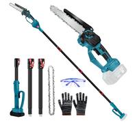 Élagueuse professionnelle sans fil compatible avec Makita 18 V, 6 ", scie à élaguer 2 en 1, avec manche télescopique et télescopique, hauteur de travail 4,5 m (sur batterie)