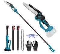 Élagueuse professionnelle sans fil compatible avec Makita 18 V, 6 ", scie à élaguer 2 en 1, avec manche télescopique et télescopique, hauteur de travail 4,5 m (sur batterie)