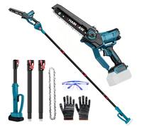 Élagueuse sans fil 2 en 1 - Compatible avec Makita 18 V - Scie d'élagage 2 en 1 sans balais - Avec manche télescopique et télescopique - Hauteur de travail : 4,5 m