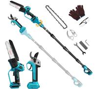 Élagueuse sans fil 4 en 1 de 15,2 cm et sécateur pour Makita 18 V | Sécateur électrique sans piles - Scie et sécateur d'arbre télescopique - Mini scie à élaguer avec barre télescopique