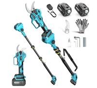 Élagueuse sur perche 2-en-1 SEESII : Élagueuse électrique sans fil avec diamètre de coupe de 40 mm, 2 * 4,0 Ah batteries, lame SK5 supplémentaire, réglable (4 modes) pour arbres et fleurs