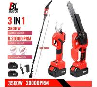 Élagueuse sur Perche Sans Fil 40 mm 4 en 1 Télescopique Élagueur 200cm Tronconneuse Électrique 8 Pouces pour Jardin, Branches, Bois