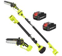 Élagueuse sur Perche sans Fil, Mini Tronçonneuse à Batterie 6 Pouces 8000 mAh avec Moteur Brushless, Perche Élagueuse Électrique 2 en 1, Extension jusqu'à 4,8 m, pour Branches et Jardin