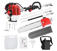 Élagueuse sur Perche Thermique 26cm³, Scie d’Élagage Essence avec Moteur 2 Temps 0,65 kW, Perche Extensible pour Taille de Branches, Arbustes, Jardin, Cour et Entretien Extérieur Rouge