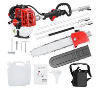 Élagueuse Thermique sur Perche à Essence 26cc, Moteur 2 Temps 0,65 kW, Perche Extensible avec Réservoir 0,7 L, pour Élagage de Branches, Jardin, Cour et Entretien Extérieur Privé Rouge