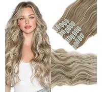 Elailite Extension a Clip Cheveux 12 Bandes Blond Sable/Blond Clair - Clipser in Hair Extensions Rajout Cheveux Ondulées pour Femme 55cm 180g 12PCS
