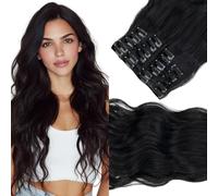 Elailite Extension a Clip Cheveux 12 Bandes Noir - Clipser in Hair Extensions Rajout Cheveux Ondulées pour Femme 55cm 180g 12PCS