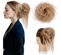 Elailite Postiche Chignon Cheveux Naturel Vrai Cheveux Humain Femme #18 Blonde Sable, Elastique Chouchou Pour Chignon Facile, Désordonné, 29g