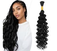 Elailite Tissage Naturel Cheveux Humain Extension Boho Braids Meches Bouclé Human Hair Noir Naturel Deep Wave French Curly Tresses Africaine 35cm 1Pack 50g