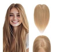Elailite Volumateur Capillaire a Clip Cheveux Naturel 25cm 35g Toupet Femme Cheveux Humain (Base 10cm*12cm) #27 BLOND FONCE