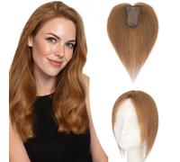 Elailite Volumateur Capillaire Femme 25cm 20g Clip in Hair Topper Postiches Toupet Cheveux Humain #6 NOISETTE (Silk Base 8cm*11cm)
