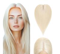 Elailite Volumateur Capillaire Femme 40cm 50g Toupet a Clip Cheveux Naturel Humain (Base 10cm*12cm) #60 BLOND PLATINE