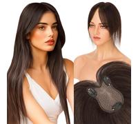 Elailite Volumateur Capillaire Femme CHATAIN FONCE 27.5cm Hair Topper Natural Hair Femme Clip Toupet Cheveux Humain 21g (Base 8cm*11cm) #2