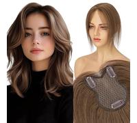 Elailite Volumateur Capillaire Femme MARRON CHOCOLAT 27.5cm Hair Topper Natural Hair Femme Clip Toupet Cheveux Humain 21g (Base 8cm*11cm) #4