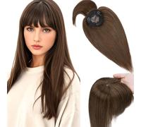 Elailite Volumateur Capillaire Femme Naturel a Clip Cheveux Naturel Toupet Humain (Base 10cm*10cm) 30cm 35g #4 MARRON CHOCOLAT