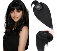 Elailite Volumateur Capillaire Femme Naturel a Clip Cheveux Naturel Toupet Humain (Base 10cm*10cm) 40cm 41g #1 NOIR FONCE