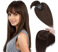 Elailite Volumateur Capillaire Femme Naturel a Clip Cheveux Naturel Toupet Humain (Base 10cm*10cm) 45cm 44g #2 CHATAIN FONCE