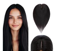 Elailite Volumateur Capillaire Femme Naturel a Clip Cheveux Naturel Toupet Humain (Base 10cm*12cm) 25cm 35g #1B NOIR NATUREL