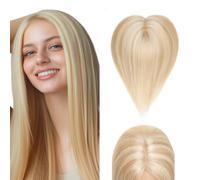 Elailite Volumateur Capillaire Femme Naturel a Clip Cheveux Naturel Toupet Humain (Base 10cm*12cm) 30cm 40g #18+613 SABLE BLOND MECHE BLOND CLAIR