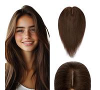 Elailite Volumateur Capillaire Femme Naturel a Clip Cheveux Naturel Toupet Humain (Base 10cm*12cm) 40cm 50g #4 MARRON CHOCOLAT