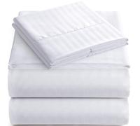 Elaine Karen Home Couture Italien 1500 Fils 100% égyptien 4pc Queen de lit à Rayures, Blanc Neige