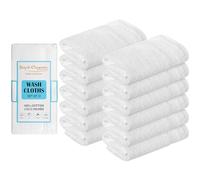 Elaine Karen Lot de 12 Serviettes égyptiennes Douces de qualité supérieure, Serviettes pour Le Visage, Blanc