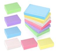 ELAKIRI 1200 Flash Cards a8 avec Ligne,150 g/m² Papier Épais Colorées Fiche De Revision - 5,2 X 7,4 cm Fiche Revision pour Vocabulaire,Formule,Note - Flashcards pour Bureau,École, Présentation,Exposé