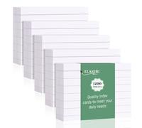 ELAKIRI 1200 flashcards A8 lignées, cartes d'apprentissage en papier épais 150 g/m2 Blanc,flashcard 5,2 x 7,4 cm pour le vocabulaire anglais, les formules, les notes et le bureau, l'école