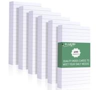 ELAKIRI 400 flashcards A6 lignées, cartes d'apprentissage en papier épais 150 g/m2 blanc, flashcard 10.5 x 14.8cm pour le vocabulaire anglais, les formules, les notes et le bureau, l'école