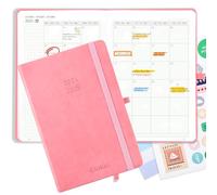 ELAKIRI planner,agenda semainier 1 semaine 2 pages,Octobre 2024 à décembre 2025,couverture souple en cuir PU, 22 x 16,5 cm, parfait pour scolaire,professeur, adulte
