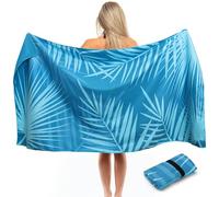 ELAKIRI Serviette Plage Microfibre 90x180cm - Serviette De Plage xxl Souplesse Agréable Pour Peau - Drap De Plage Séchage Rapide/Entretien Facile - Feuille De Palmier Verte Beach Towel,pour Plage,Yoga
