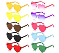 Elalove 10 Paires Lunettes Soleilr-Lunettes forme de cœur pour femme, 10 Couleurs Différentes Style Festif pour Mariage Fête Soirée et Événements