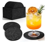 Elalove 16 Dessous de Verre Ronds en Feutre 10cm - avec boîte de Rangement en Feutre, pour protéger la Table des Taches