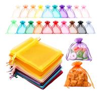 Elalove 40 PCS Sachets Pochettes Cadeaux en Organza Coloré, Sachets en Tissu avec Cordon pour Bijoux, Bonbons, Petite Pochette en Tissu pour Mariage, Fêtes et Cadeaux (10x12cm)
